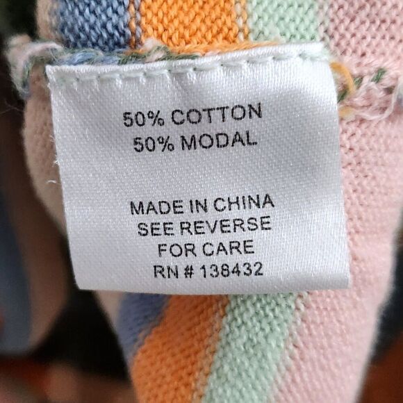 Modcloth Sweater Womens 1X Green Striped Knit V-Neck Pullover 3/4 Sleeve Cotton - Picture 4 of 9